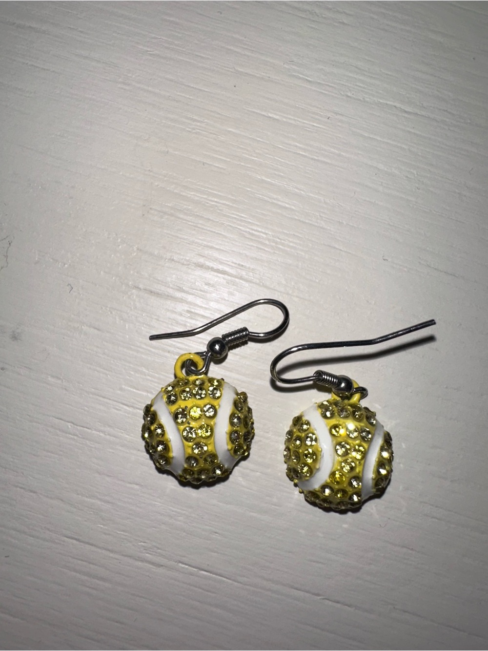 Jeweled Tennis Ball Dangle Earrings
